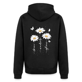 Fleurs d’été Fleur Inspiration Dicton de motivation - Veste à capuche bio Premium Unisexe - noir - Dos - Nico (187cm)