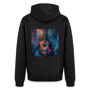 Ukulele - Unisex Premium Bio Zip Hoodie - Schwarz - Hinten - Nico (187cm)