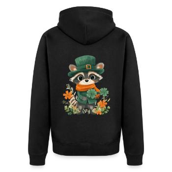 St Patrick’s Day Raccoon Décoration Femmes Hommes Enfants - Veste à capuche bio Premium Unisexe - noir - Dos - Nico (187cm)