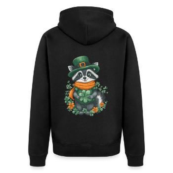 St Patrick’s Day Raccoon Décoration Femmes Hommes Enfants - Veste à capuche bio Premium Unisexe - noir - Dos - Nico (187cm)