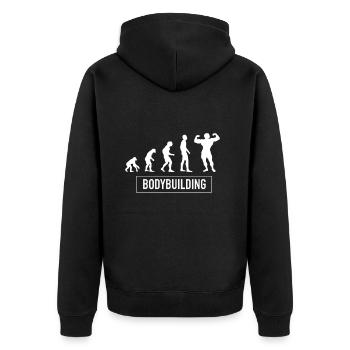 Bodybuilding - Unisex Premium Organic Zip Hoodie - black - Back - Nico (187cm)
