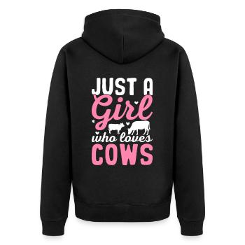 Just A Girl Who Loves Cows Cow Girl Cattle Heifer - Unisex Premium Organic Zip Hoodie - black - Back - Nico (187cm)
