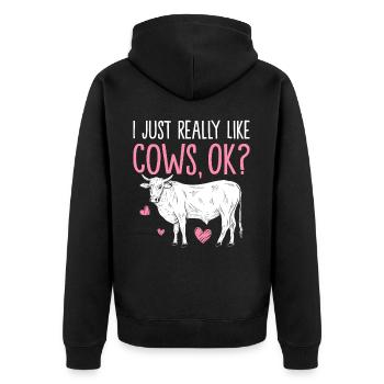 I just like cows a lot, okay? Funny cow heifer - Unisex Premium Organic Zip Hoodie - black - Back - Nico (187cm)