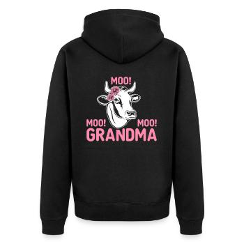 Drôle de vache bovin génisse Moo Moo mamie - Veste à capuche bio Premium Unisexe - noir - Dos - Nico (187cm)