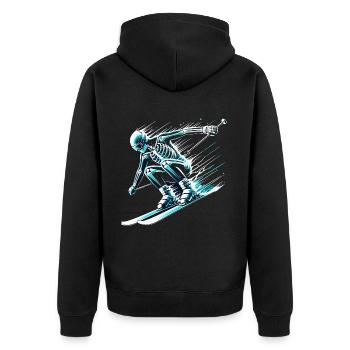 Skelett Skifahrer Voller Energie Und - Unisex Premium Bio Zip Hoodie - Schwarz - Hinten - Nico (187cm)