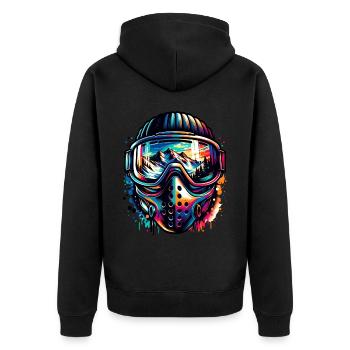 Paysage de montagne fascinant en lunettes de ski - Veste à capuche bio Premium Unisexe - noir - Dos - Nico (187cm)