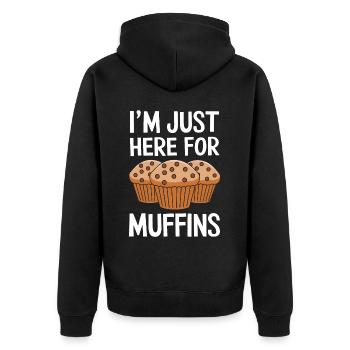 Muffin Spruch Muffins Lustiges Muffins Geschenk - Unisex Premium Bio Zip Hoodie - Schwarz - Hinten - Nico (187cm)