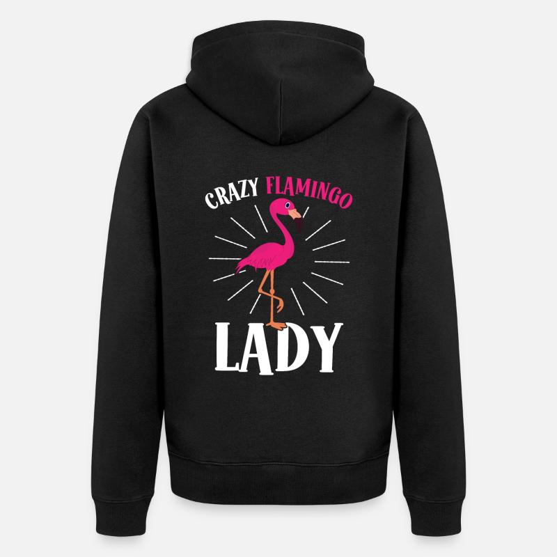 Crazy Flamingo Lady Crazy Lady - Veste à capuche bio Premium Unisexe - noir