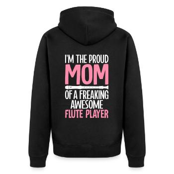 Stolze Mutter eines verdammt guten Flötenspielers - Unisex Premium Bio Zip Hoodie - Schwarz - Hinten - Nico (187cm)