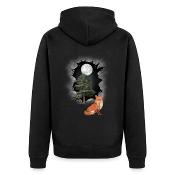 Fox Foxes Vixen Mystical Nature Child - Unisex Premium Organic Zip Hoodie - black - Back - Nico (187cm)