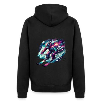 Galaktischer Skifahrer Im Weltraum Abenteuer - Unisex Premium Bio Zip Hoodie - Schwarz - Hinten - Nico (187cm)