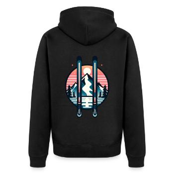 Ski Adventure Sunset Mountains - Unisex Premium Organic Zip Hoodie - black - Back - Nico (187cm)