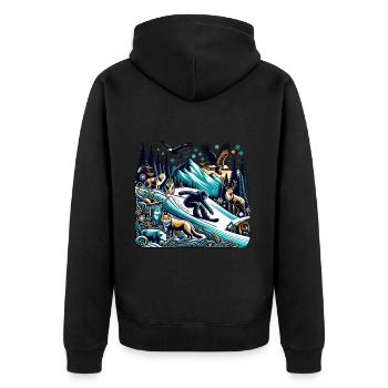 Winterabenteuer in Der Wildnis Mit Snowboarder - Unisex Premium Bio Zip Hoodie - Schwarz - Hinten - Nico (187cm)