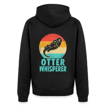 Otter Retro Vintage Otter - Unisex Premium Bio Zip Hoodie - Schwarz - Hinten - Nico (187cm)