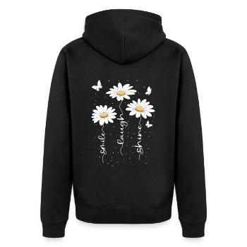Fleurs d’été Fleur Inspiration Dicton de motivation - Veste à capuche bio Premium Unisexe - noir - Dos - Nico (187cm)