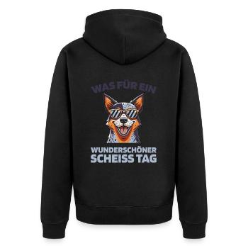Australischer Rinderhund - Unisex Premium Bio Zip Hoodie - Schwarz - Hinten - Nico (187cm)