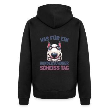 Bull Terriers, please keep your mouth shut - Unisex Premium Organic Zip Hoodie - black - Back - Nico (187cm)