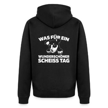 Dachshund Dachshund Please keep your mouth shut - Unisex Premium Organic Zip Hoodie - black - Back - Nico (187cm)