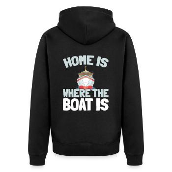 Kreuzfahrt - Unisex Premium Bio Zip Hoodie - Schwarz - Hinten - Nico (187cm)