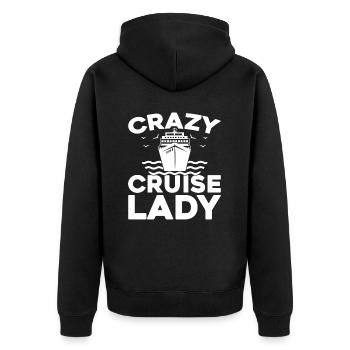 Kreuzfahrt - Unisex Premium Bio Zip Hoodie - Schwarz - Hinten - Nico (187cm)