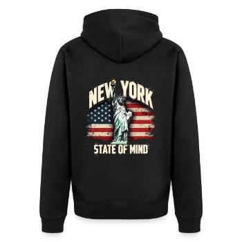 New York State of Mind Statue of Liberty Nyc - Unisex Premium Organic Zip Hoodie - black - Back - Nico (187cm)