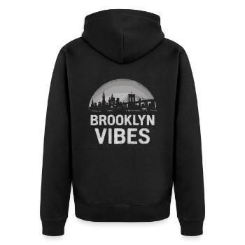 Pont Brooklyn Vibes, New York, New York - Veste à capuche bio Premium Unisexe - noir - Dos - Nico (187cm)