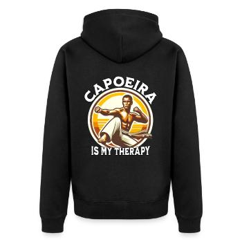 Drôle de dicton de capoeira - Veste à capuche bio Premium Unisexe - noir - Dos - Nico (187cm)