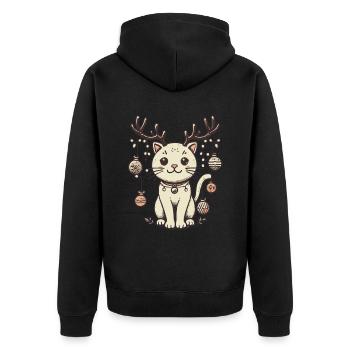 Mignon chat de Noël avec des bois - Veste à capuche bio Premium Unisexe - noir - Dos - Nico (187cm)