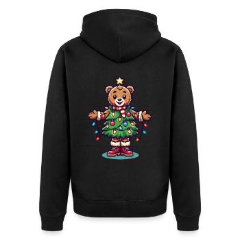 Ours de Noël avec des guirlandes lumineuses - Veste à capuche bio Premium Unisexe - noir - Dos - Nico (187cm)