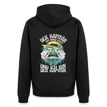 Capitaine à voile Dire bateau Voilier Capitaine - Veste à capuche bio Premium Unisexe - noir - Dos - Nico (187cm)