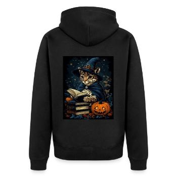 Halloween Geschenk Frauen Wildkatze Männer Kinder - Unisex Premium Bio Zip Hoodie - Schwarz - Hinten - Nico (187cm)