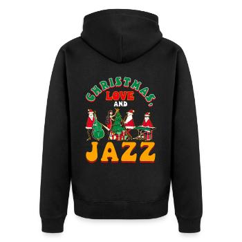 Christmas, Love & Jazz, Perfekt für Musikfans - Unisex Premium Bio Zip Hoodie - Schwarz - Hinten - Nico (187cm)