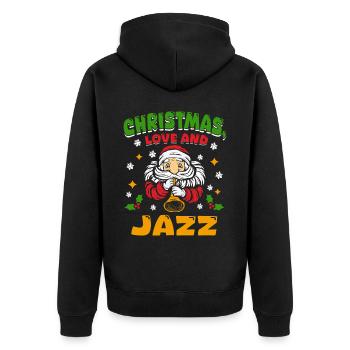 Christmas, Love & Jazz, Perfekt für Musikfans - Unisex Premium Bio Zip Hoodie - Schwarz - Hinten - Nico (187cm)