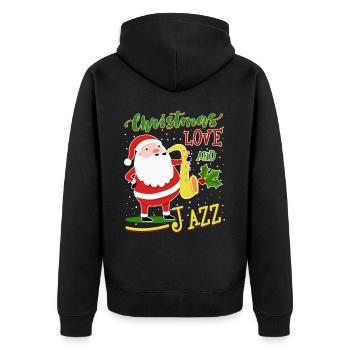 Christmas, Love & Jazz, Perfekt für Musikfans - Unisex Premium Bio Zip Hoodie - Schwarz - Hinten - Nico (187cm)
