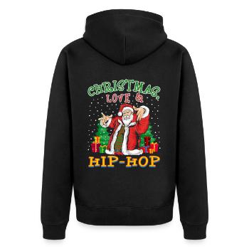 Noël, l’amour et le hip-hop, le look le plus frais du Père Noël - Veste à capuche bio Premium Unisexe - noir - Dos - Nico (187cm)