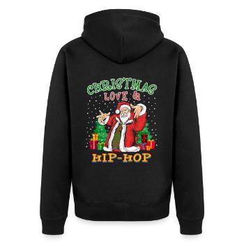 Christmas, Love & Hip Hop, Santa’s Freshest Look - Unisex Premium Bio Zip Hoodie - Schwarz - Hinten - Nico (187cm)