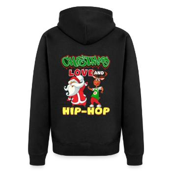 Christmas, Love & Hip Hop, Santa’s Freshest Look - Unisex Premium Bio Zip Hoodie - Schwarz - Hinten - Nico (187cm)