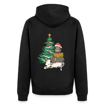 Chien Chat Père Noël Père Noël Animaux de compagnie Enfant - Veste à capuche bio Premium Unisexe - noir - Dos - Nico (187cm)