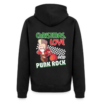 Rockige Weihnachten: Konzert Santa Claus Punk Rock - Unisex Premium Bio Zip Hoodie - Schwarz - Hinten - Nico (187cm)