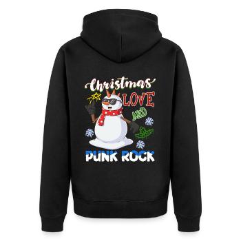 Rockige Weihnachten: Konzert Santa Claus Punk Rock - Unisex Premium Bio Zip Hoodie - Schwarz - Hinten - Nico (187cm)