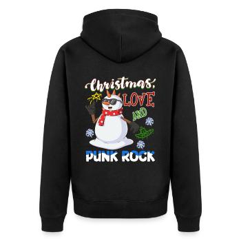 Rockige Weihnachten: Konzert Santa Claus Punk Rock - Unisex Premium Bio Zip Hoodie - Schwarz - Hinten - Nico (187cm)