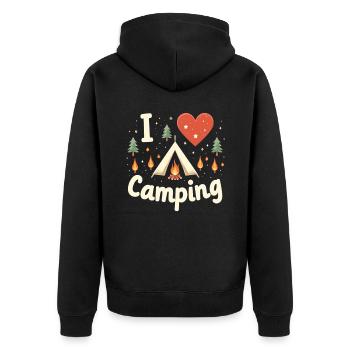 I Love Camping Camping Camper Camping Outdoor - Unisex Premium Bio Zip Hoodie - Schwarz - Hinten - Nico (187cm)