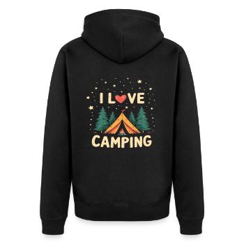 I Love Camping Camping Camper Camping Outdoor - Unisex Premium Bio Zip Hoodie - Schwarz - Hinten - Nico (187cm)
