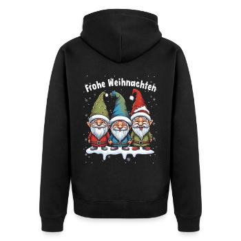 Merry Christmas Three Elves Fröhlich - Unisex Premium Organic Zip Hoodie - black - Back - Nico (187cm)