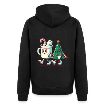 Joyeux Noël Look Vintage Rétro - Veste à capuche bio Premium Unisexe - noir - Dos - Nico (187cm)