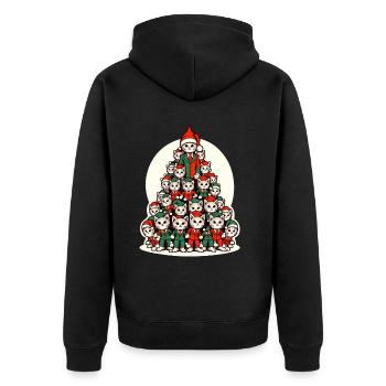 Weihnachtliche Katzen Tannenbaum Parade - Unisex Premium Bio Zip Hoodie - Schwarz - Hinten - Nico (187cm)