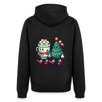Merry Christmas Retro Style - Unisex Premium Organic Zip Hoodie - black - Back - Nico (187cm)