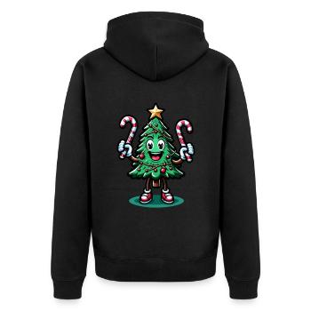 WeMerry Christmas Tree with Candy Canes Retr - Unisex Premium Organic Zip Hoodie - black - Back - Nico (187cm)