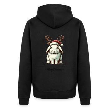 Niedlicher Hase Weihnachten Stil - Unisex Premium Bio Zip Hoodie - Schwarz - Hinten - Nico (187cm)