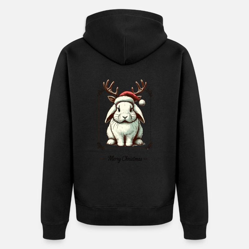 Mignon lapin style Noël - Veste à capuche bio Premium Unisexe - noir